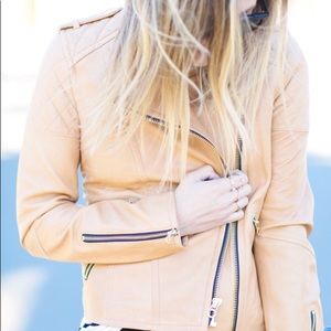 Camel Leather Moto Jacket